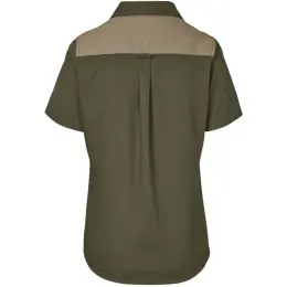 Ladies Short Sleeve Serengeti 2-Tone Bush Shirt Military Green Back
